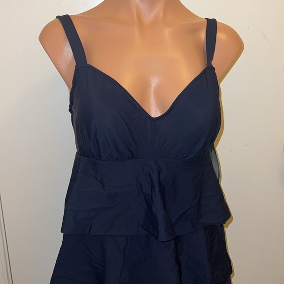 NWT swim solutions one piece swimsuit swim dress size 10 navy - Picture 2 of 4